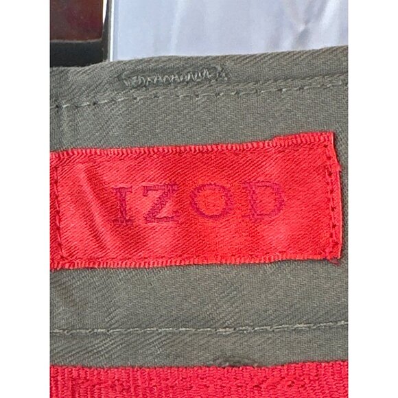 Izod Mens Olive Green Flat-Front Polyester Shorts Size 36 - Picture 2 of 5